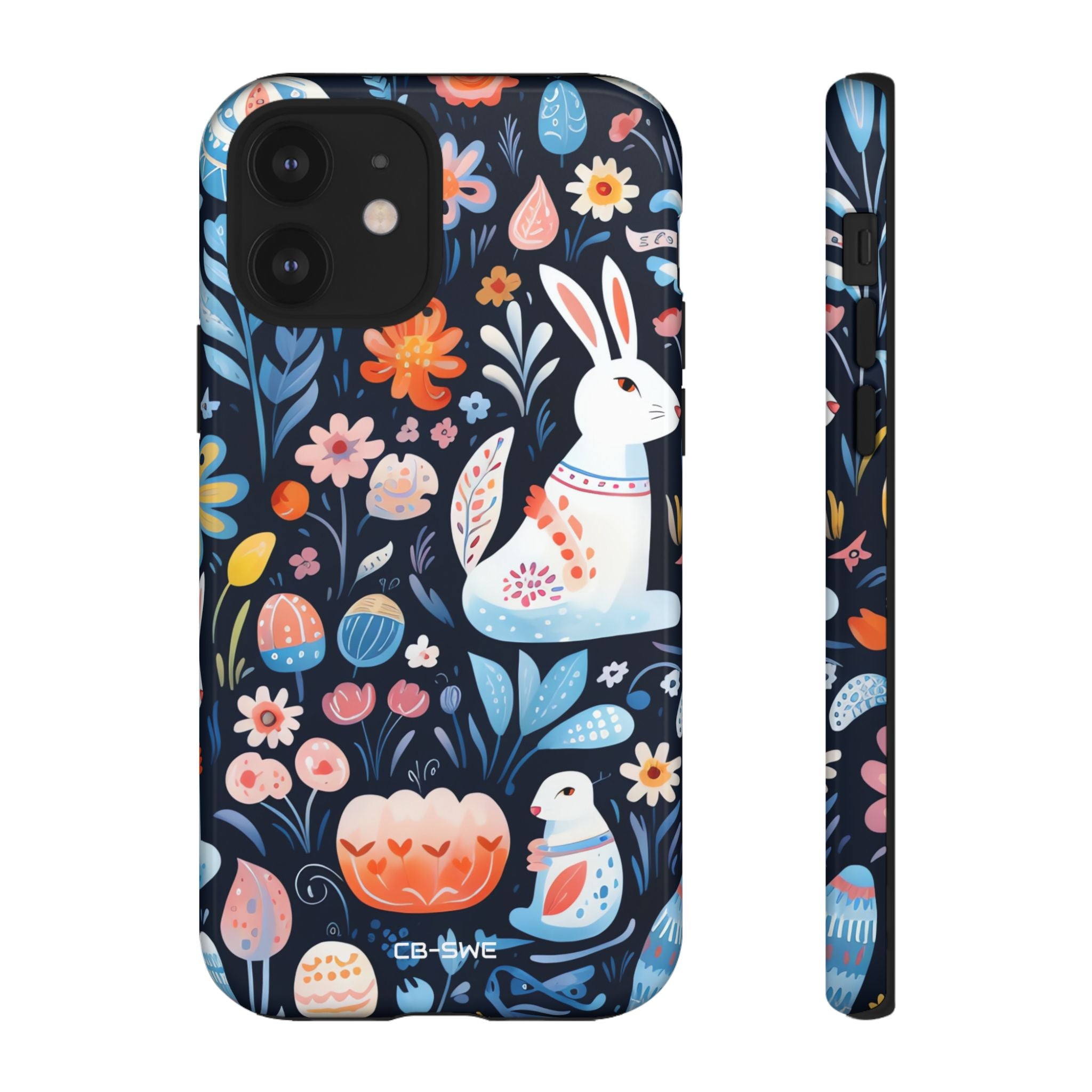 Bunnies Play Among Flowers - iPhone Case