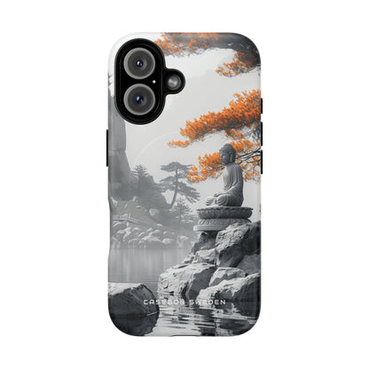 Zen Serenity: Tranquil Landscape with Buddha and Pagoda iPhone 16 | Tough+ Phone Case