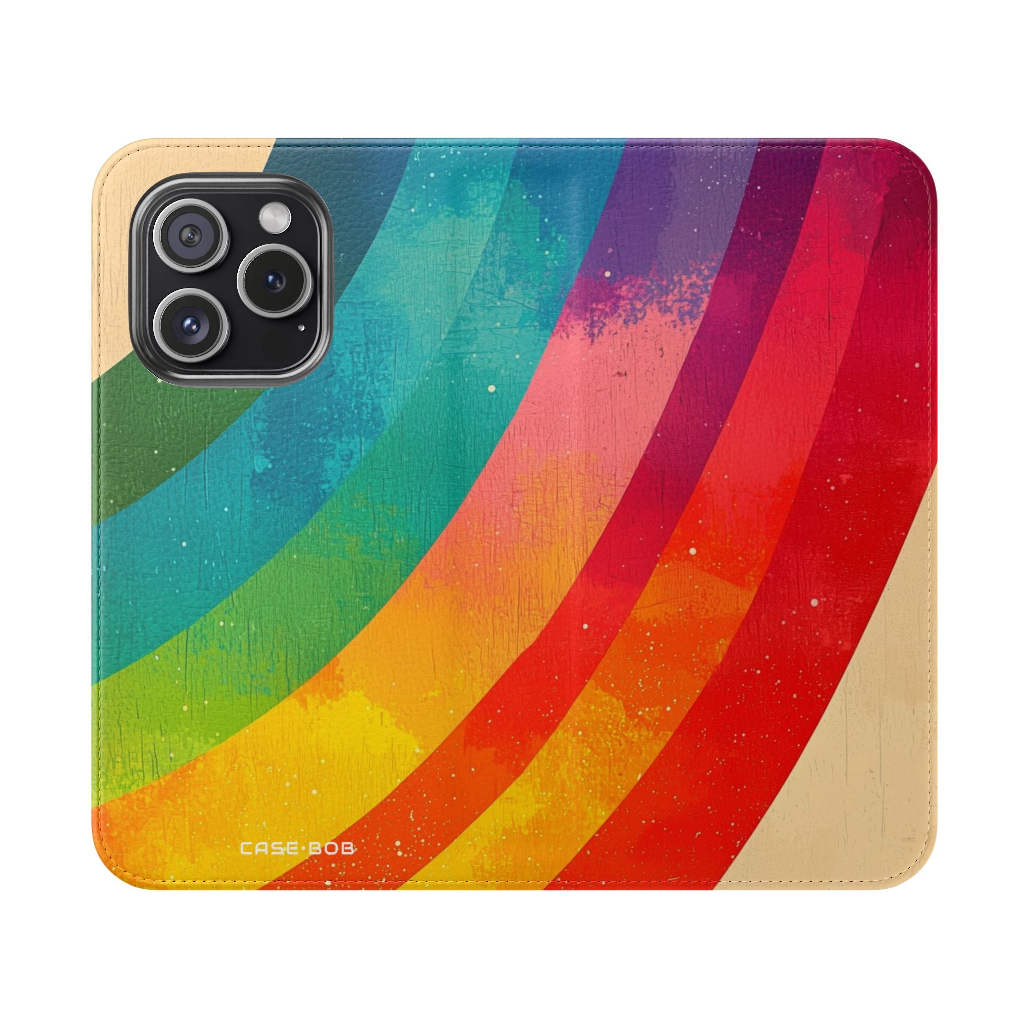 Curved Rainbow Breeze - iPhone 15 Pro Case - Wallet