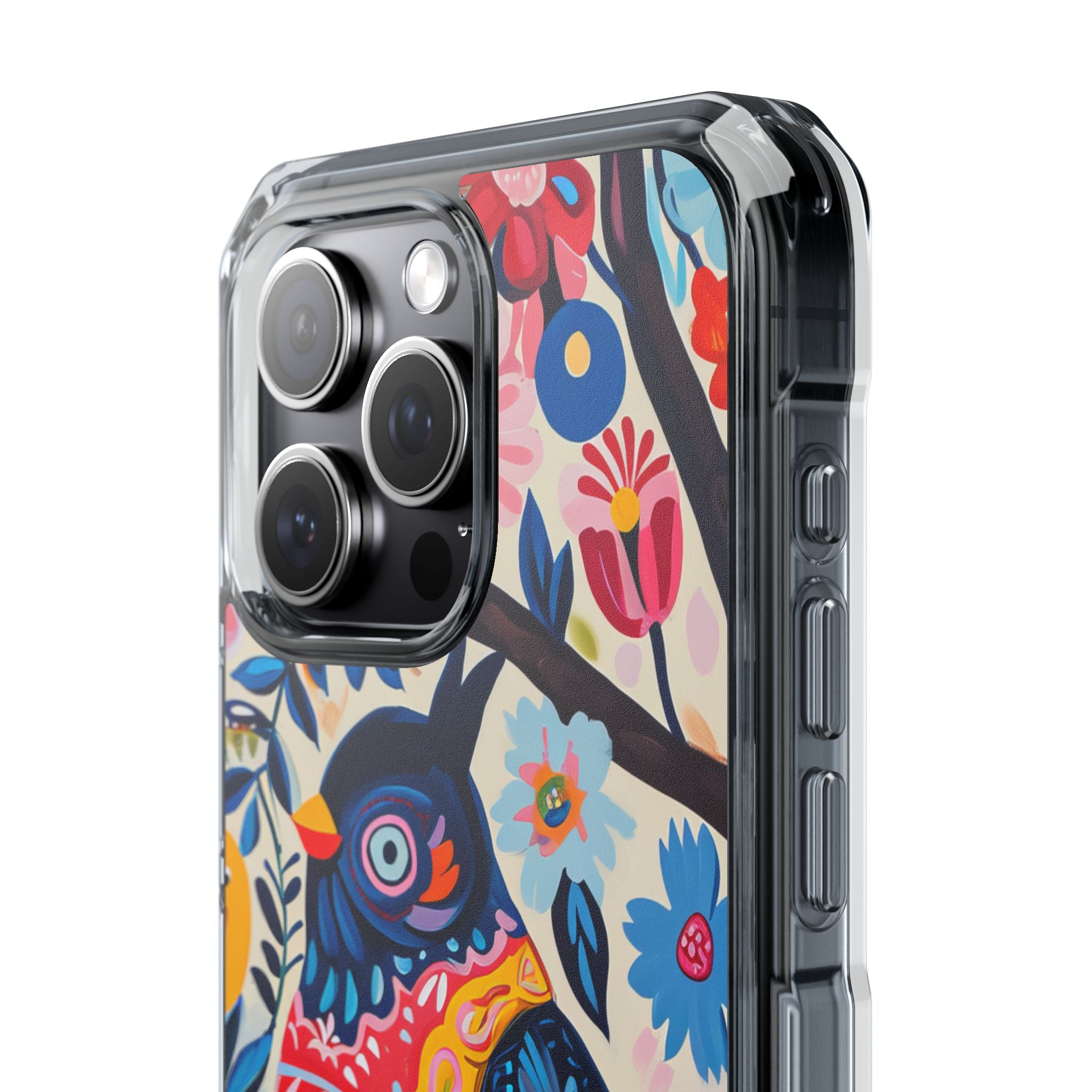 Whimsical Vintage Owl with Floral Charm iPhone 15 - Clear Impact Phone Case