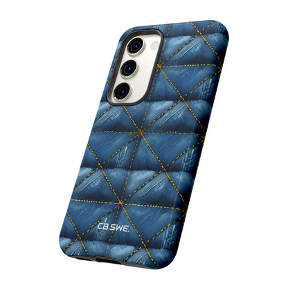 Blau Denim Quilt mit Gelber Steppung Nahtlos Samsung S23 - Tough