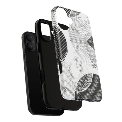 Geometric Monochrome Flow iPhone 16  Tough+ Phone Case