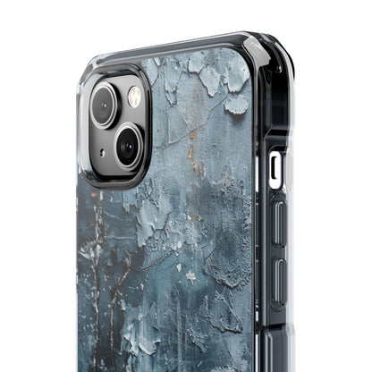 Weathered Blue Tapestry with Cracked Layers iPhone 14 - Clear Impact Phone Case