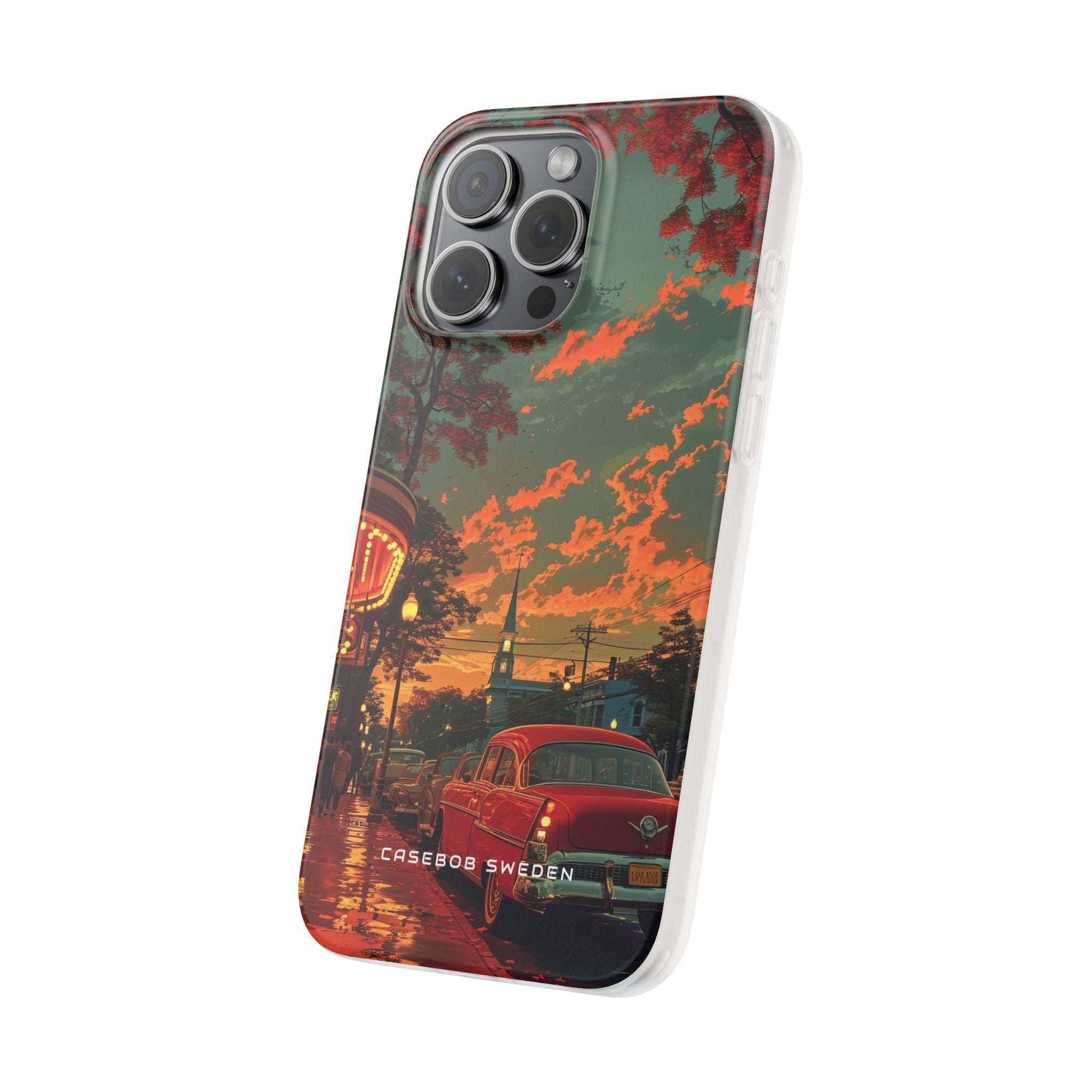 Mid-Century Nostalgia Streetscape iPhone 15 - Flexi Phone Case