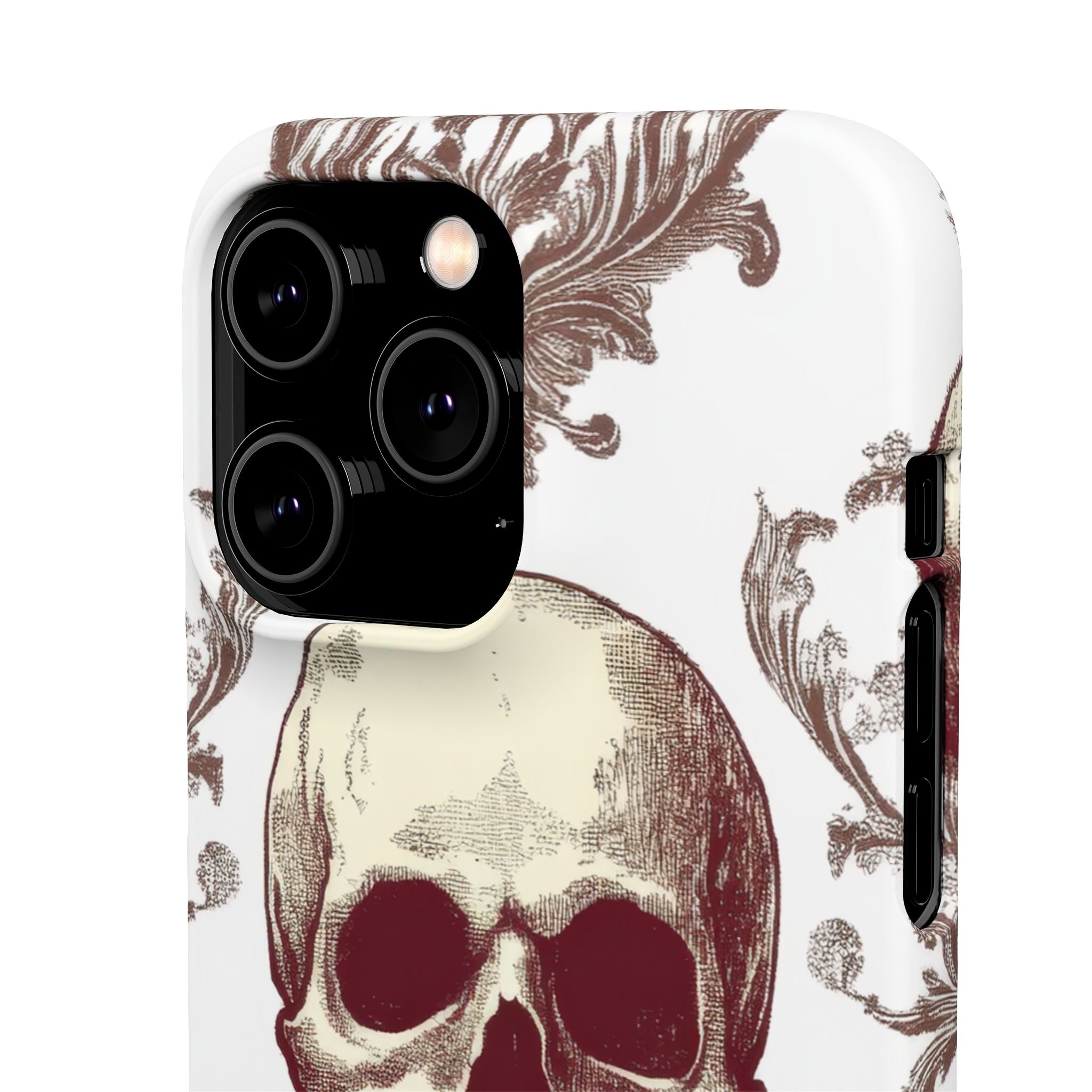 Gothic Skulls and Ornate Foliage iPhone 14 - Slim Phone Case