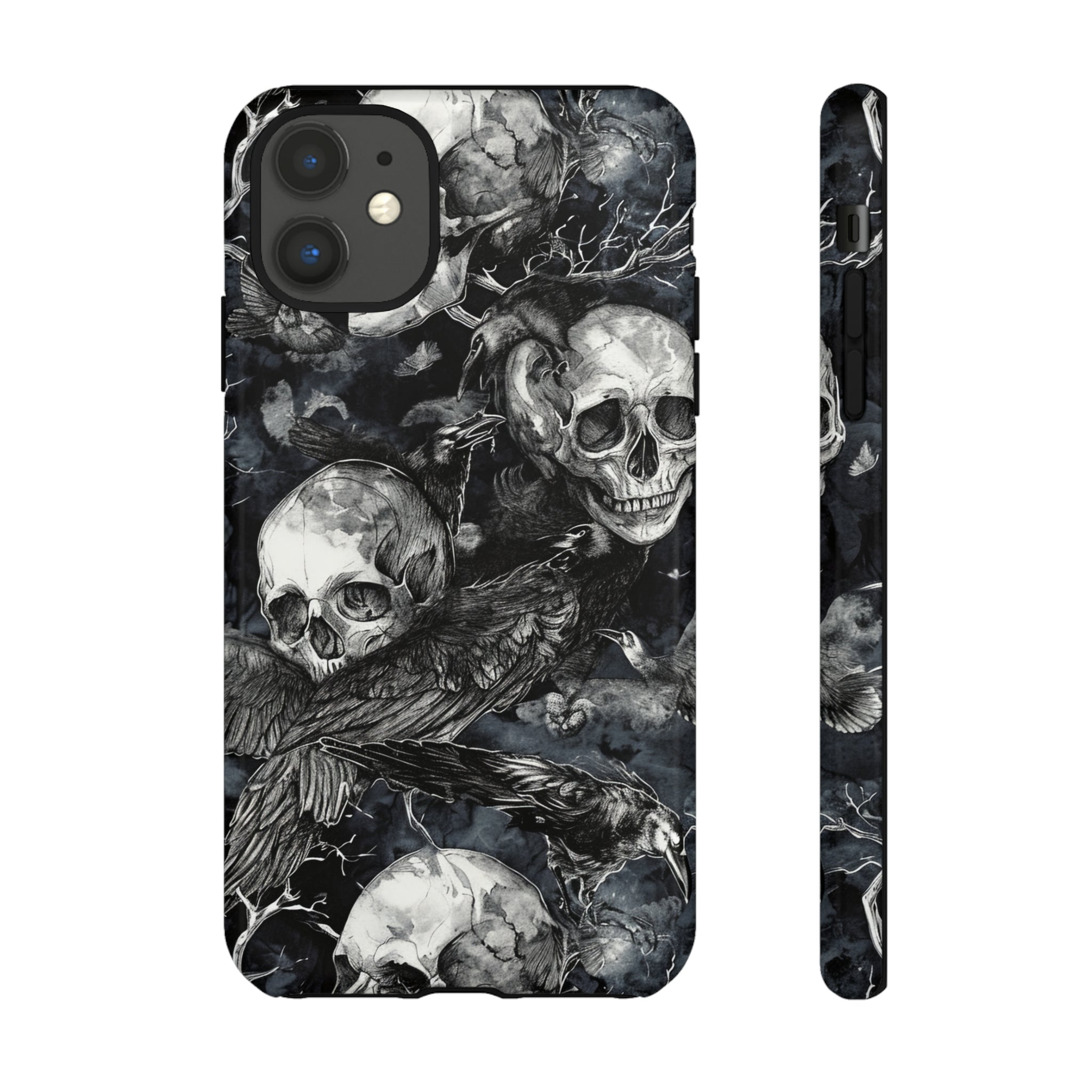 Skulls and Ravens Gothic - Protective Phone Case