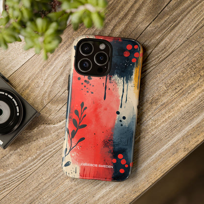 Red Blue Abstract Florals - Tough iPhone 16 Phone Case