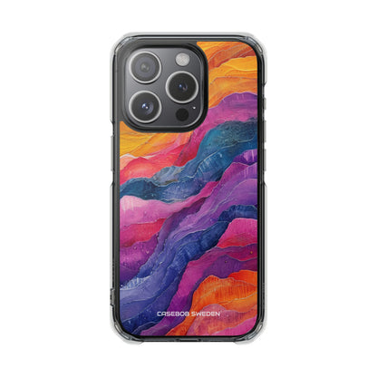 Vibrant Abstract Waves - Clear Impact iPhone 15 Phone Case