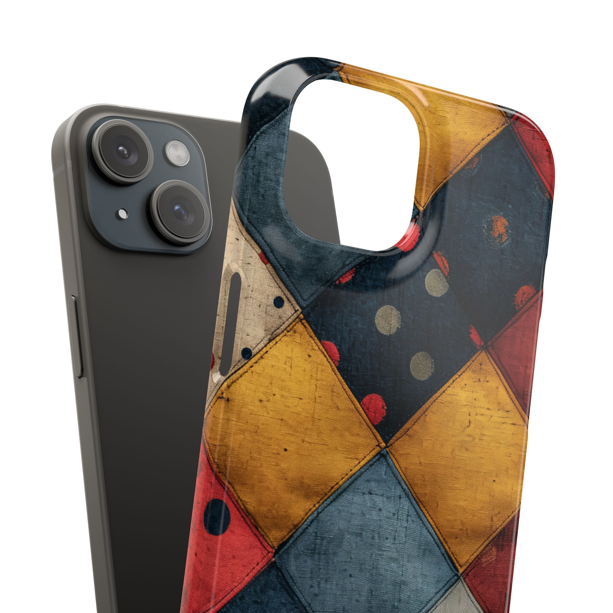 Blue Red Patchwork - Slim iPhone 15 Phone Case