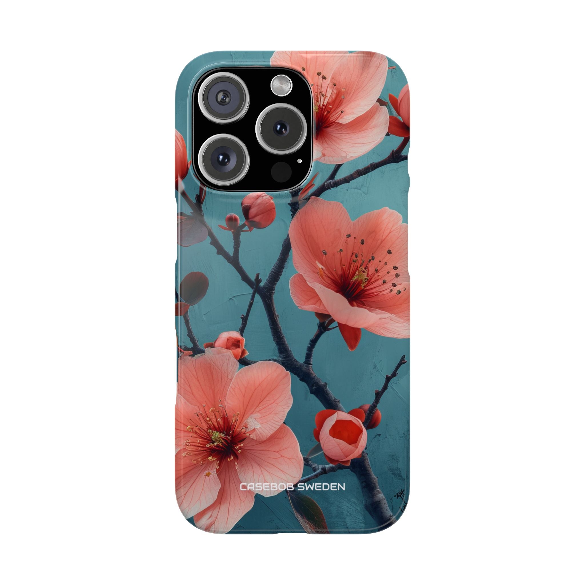 Teal Coral Blossom - Slim iPhone 16 Phone Case