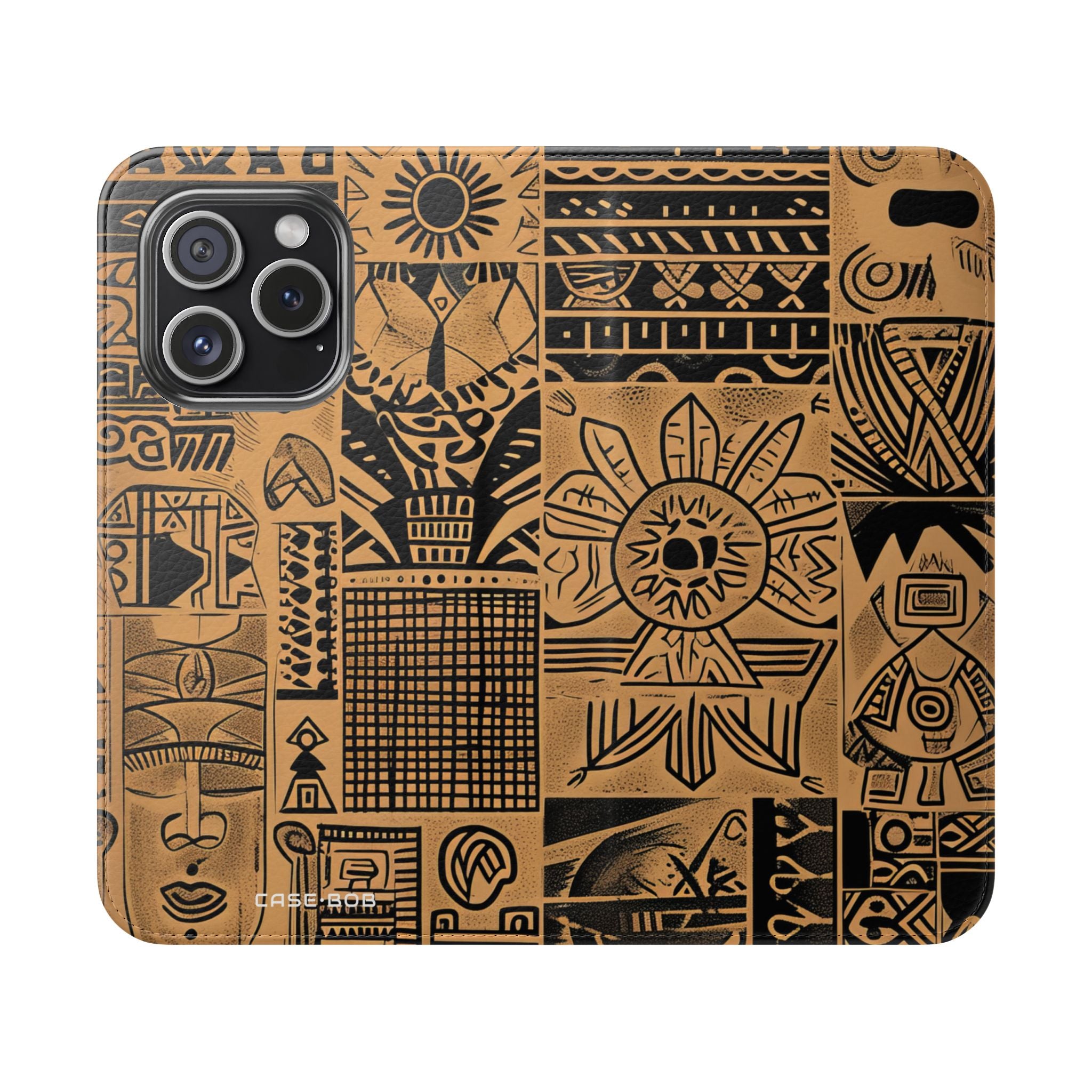 Celestial Faces Brown - iPhone 15 Pro Case - Wallet