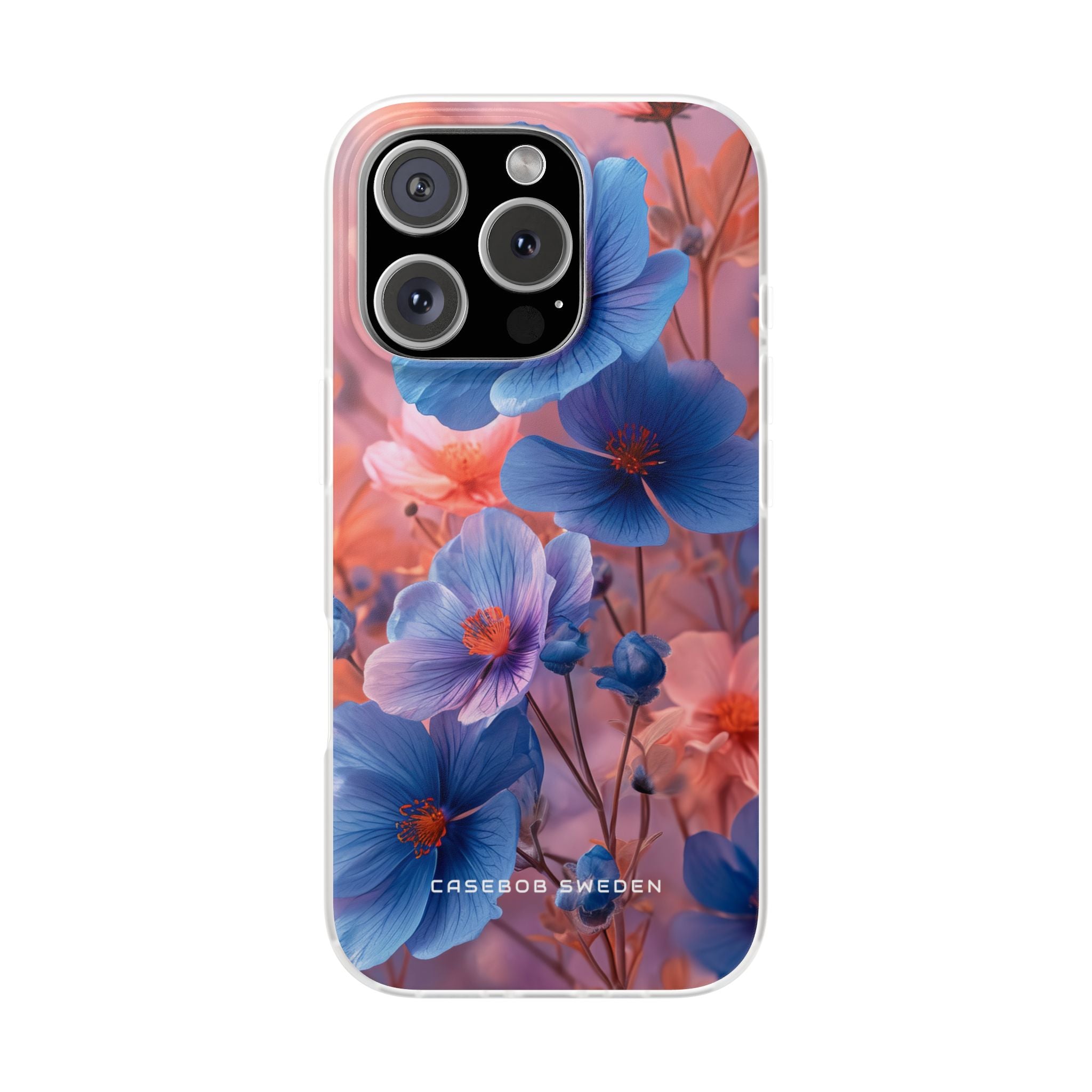 Harmonisches blühendes Blau und Rosa iPhone 16 - Flexi-Telefonhülle