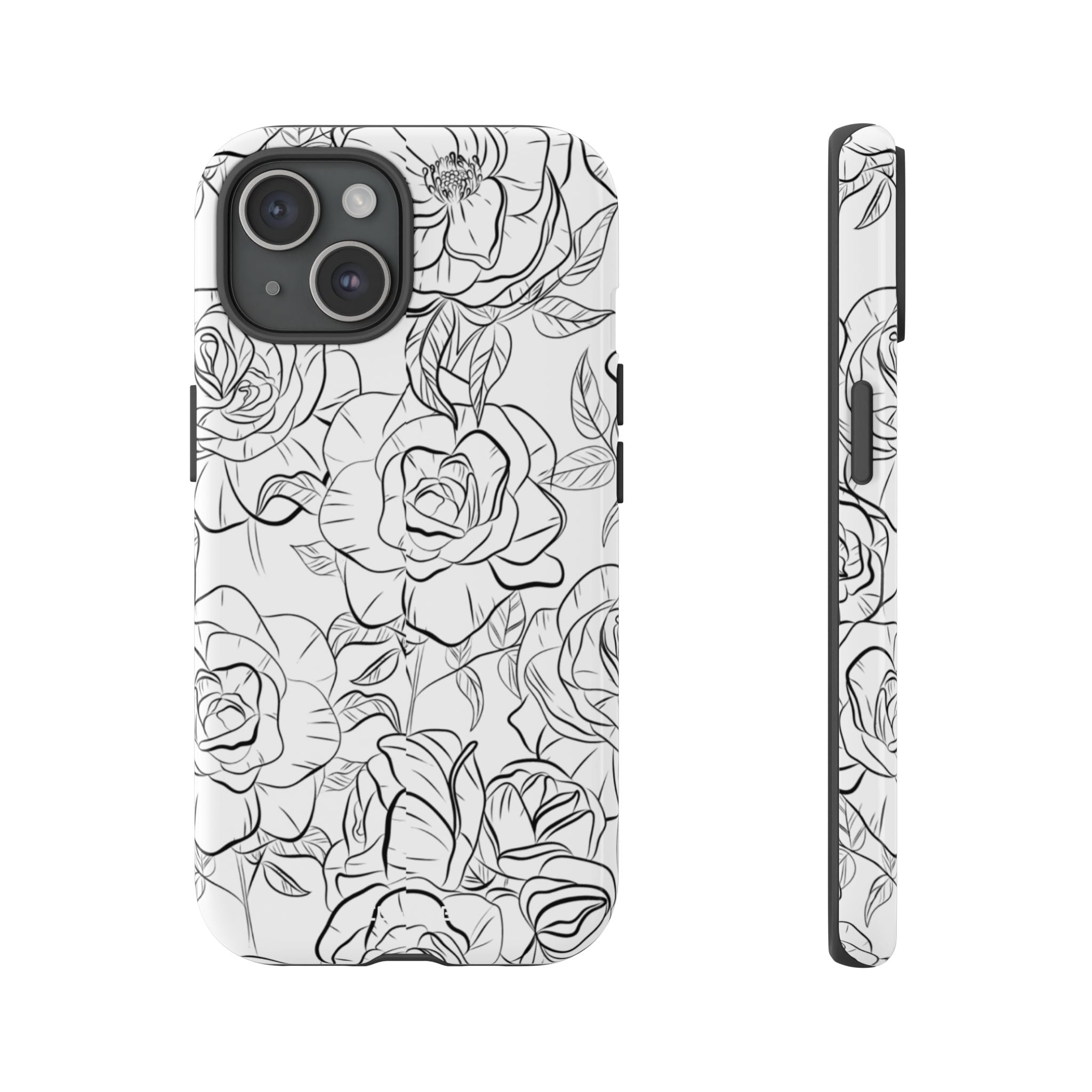 Intricate Rose Sketches - iPhone Case