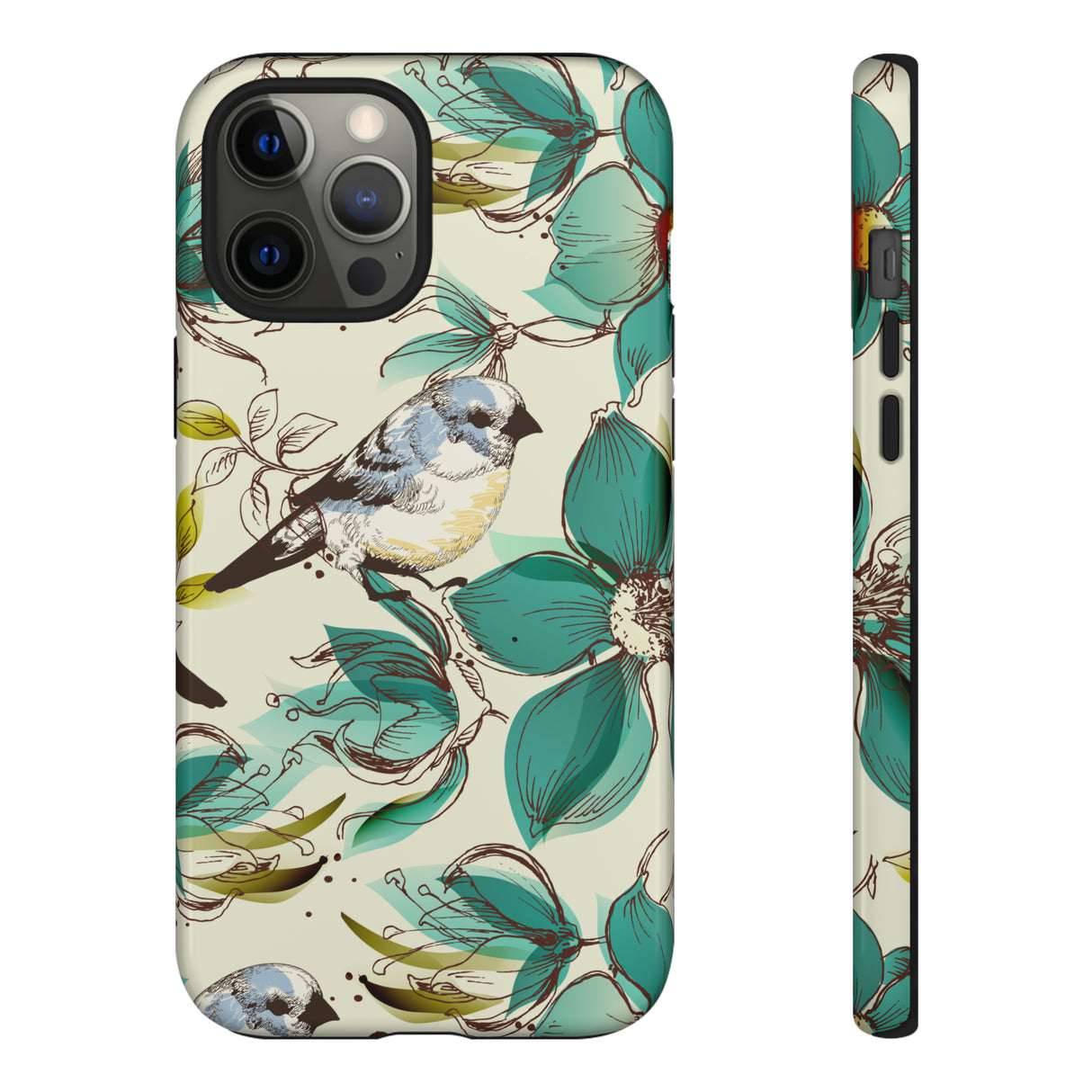 Cute Flowers and Birds iPhone case (Protective) - Protective Phone Case