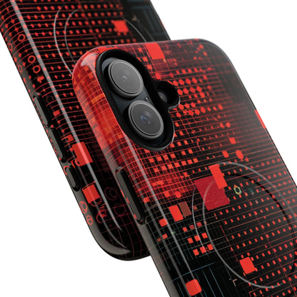 Crimson Circuit Grid iPhone 16 - Tough+