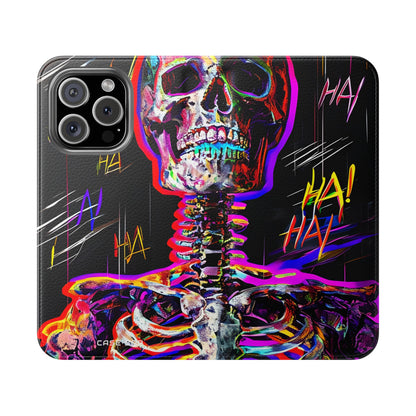 Neon Skeleton Laughter - iPhone 16 Pro Case - Wallet
