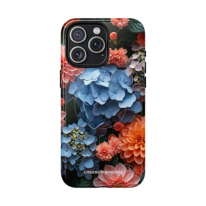 Blue Floral Bliss - Tough + MagSafe® iPhone 15 Phone Case