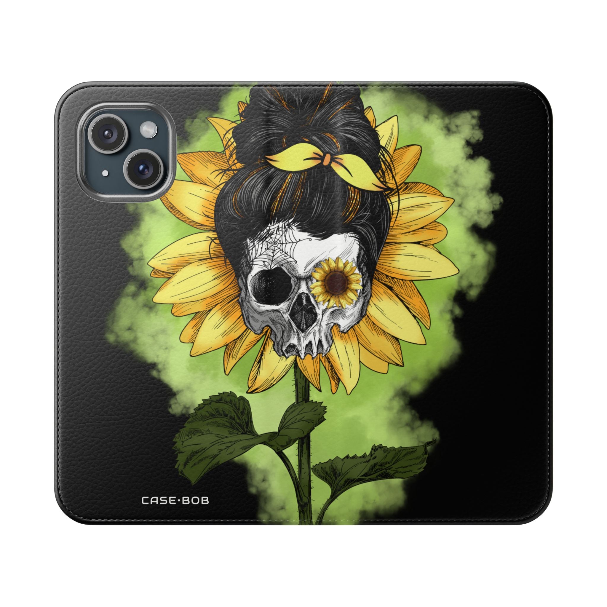 Skull Sunflower - iPhone 15 Case - Wallet