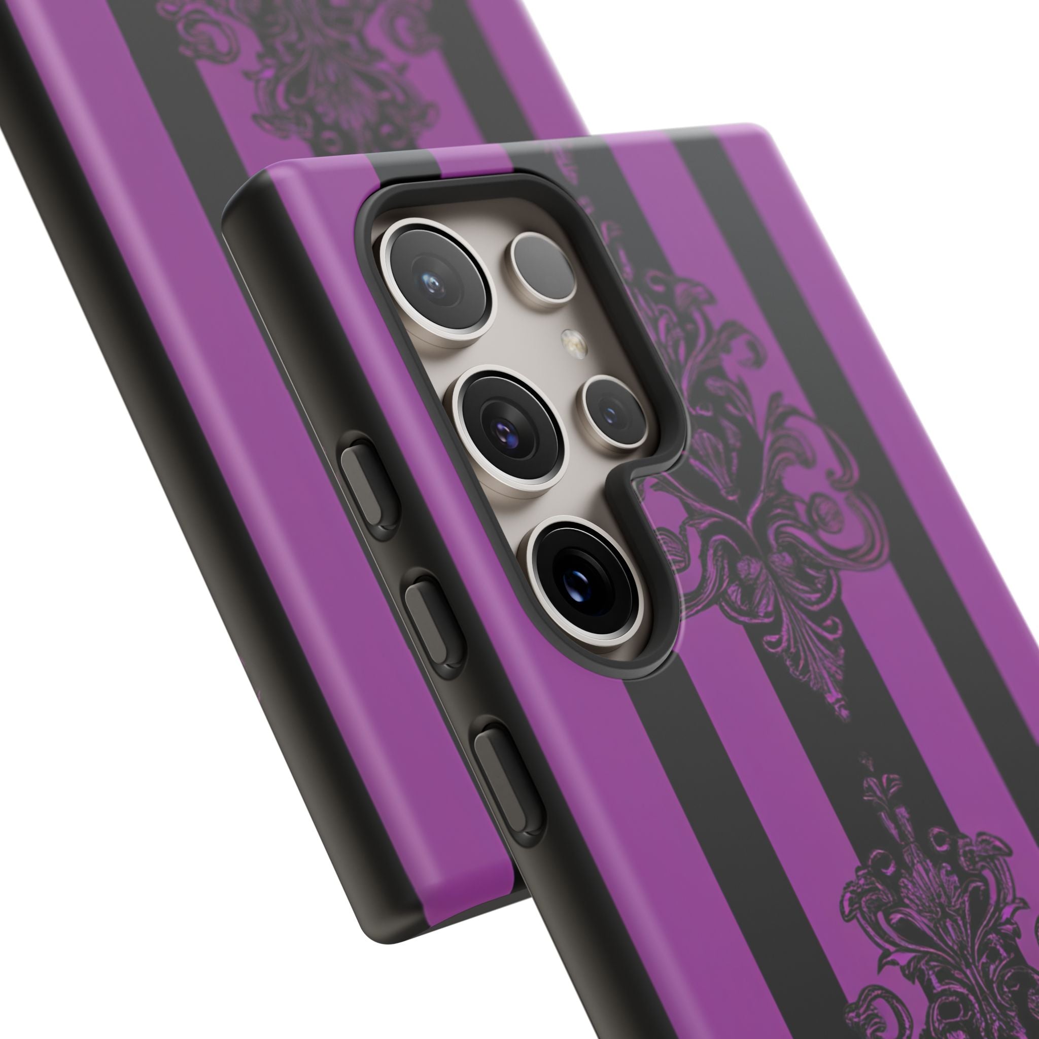 Gothic Elegance with Vertical Stripes and Ornamental Motifs Samsung S24 - Tough Phone Case