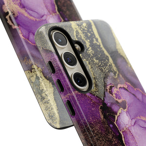 Purple Marble & Gold Phone - Protective Phone Case