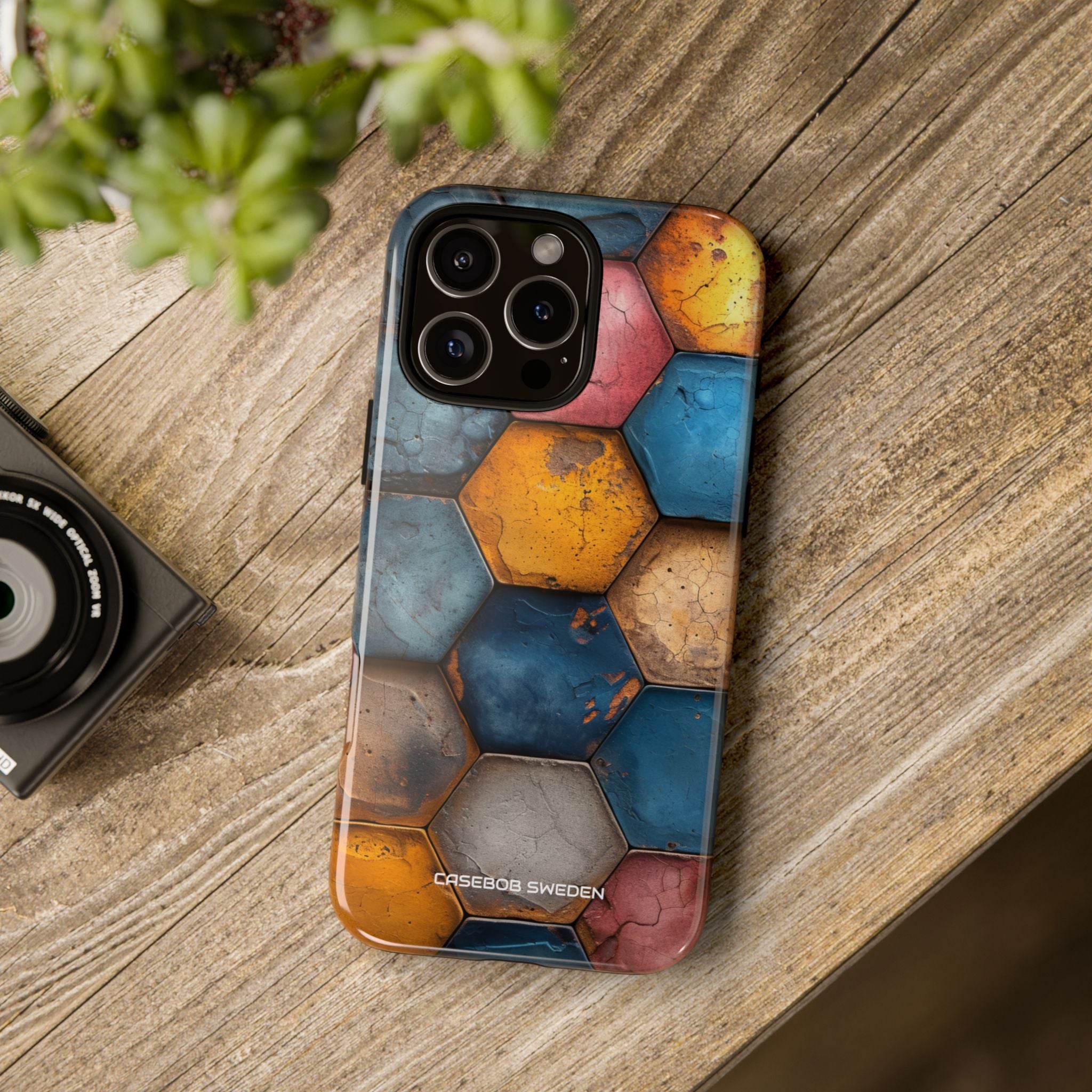 Rustic Geometric Tiles - Tough iPhone 16 Phone Case