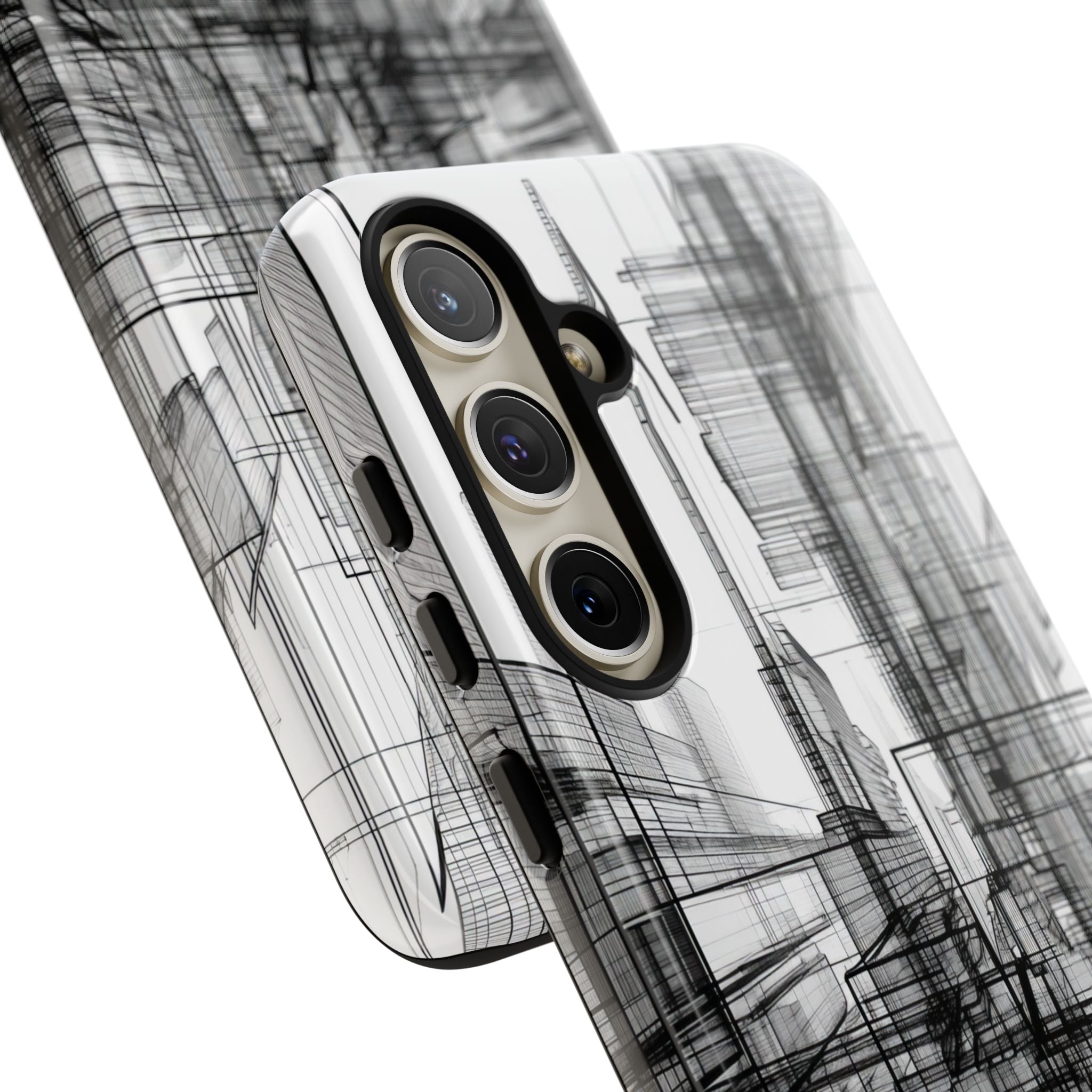 Urban Complexity: Black Lines Design - For Samsung S24