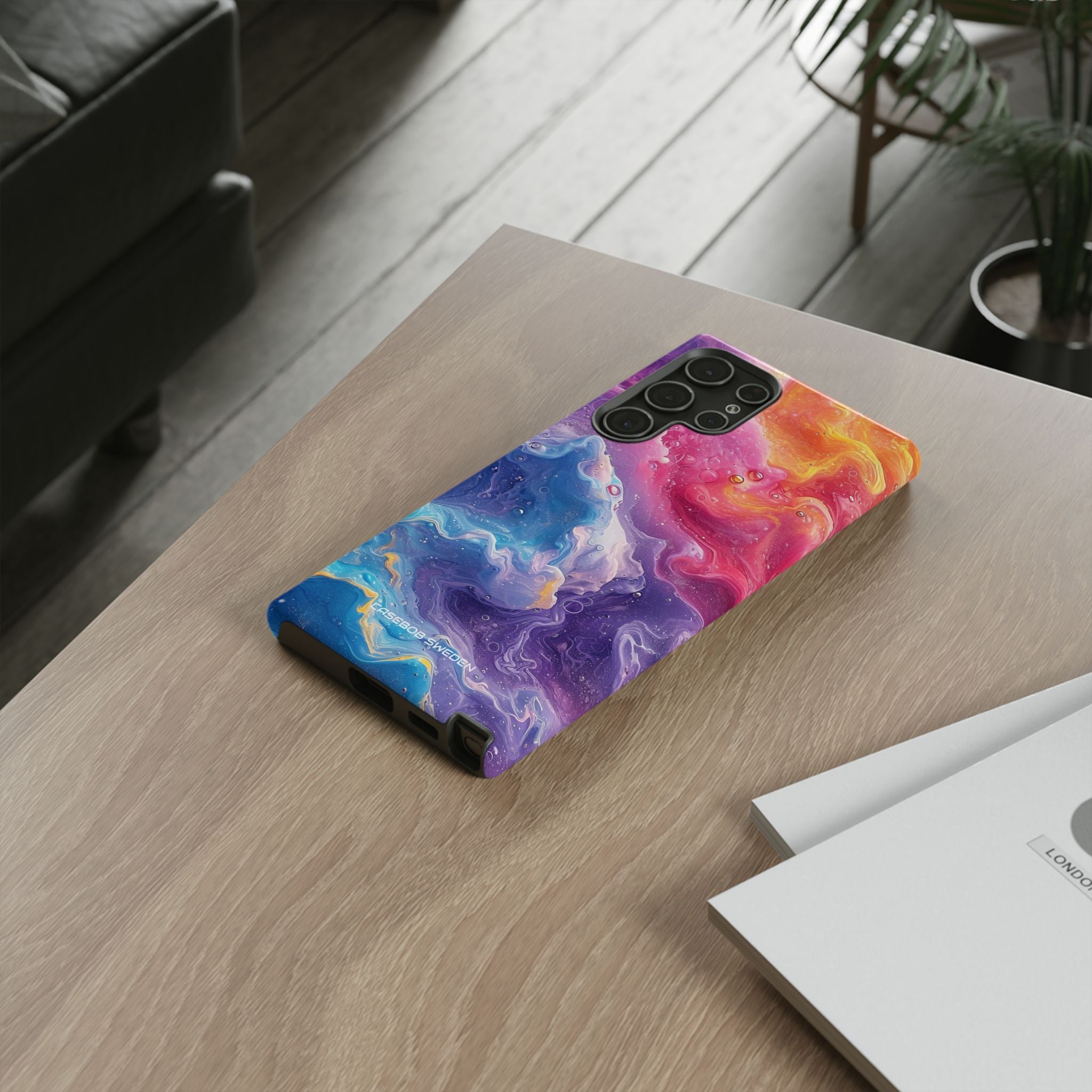 Abstract Blue Pink Waves - Tough Samsung S22 Phone Case