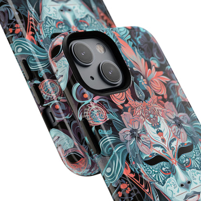 Mystic Teal Coral Mask - Tough + MagSafe® iPhone 14 Phone Case