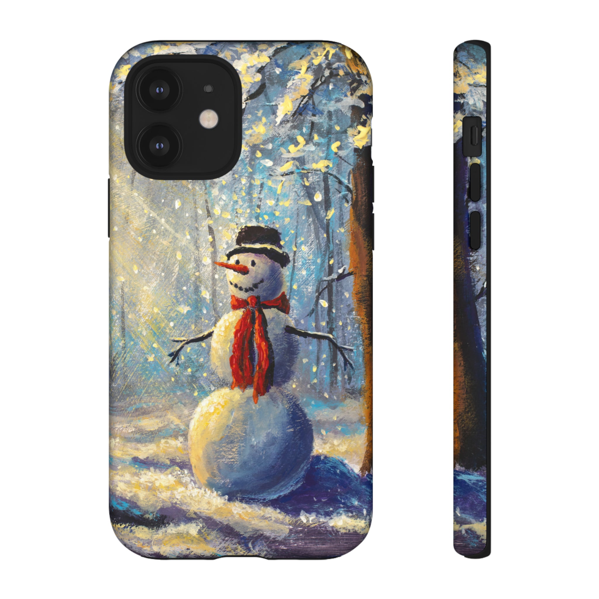 Oil painting - Happy Snowman - Protective Phone Case