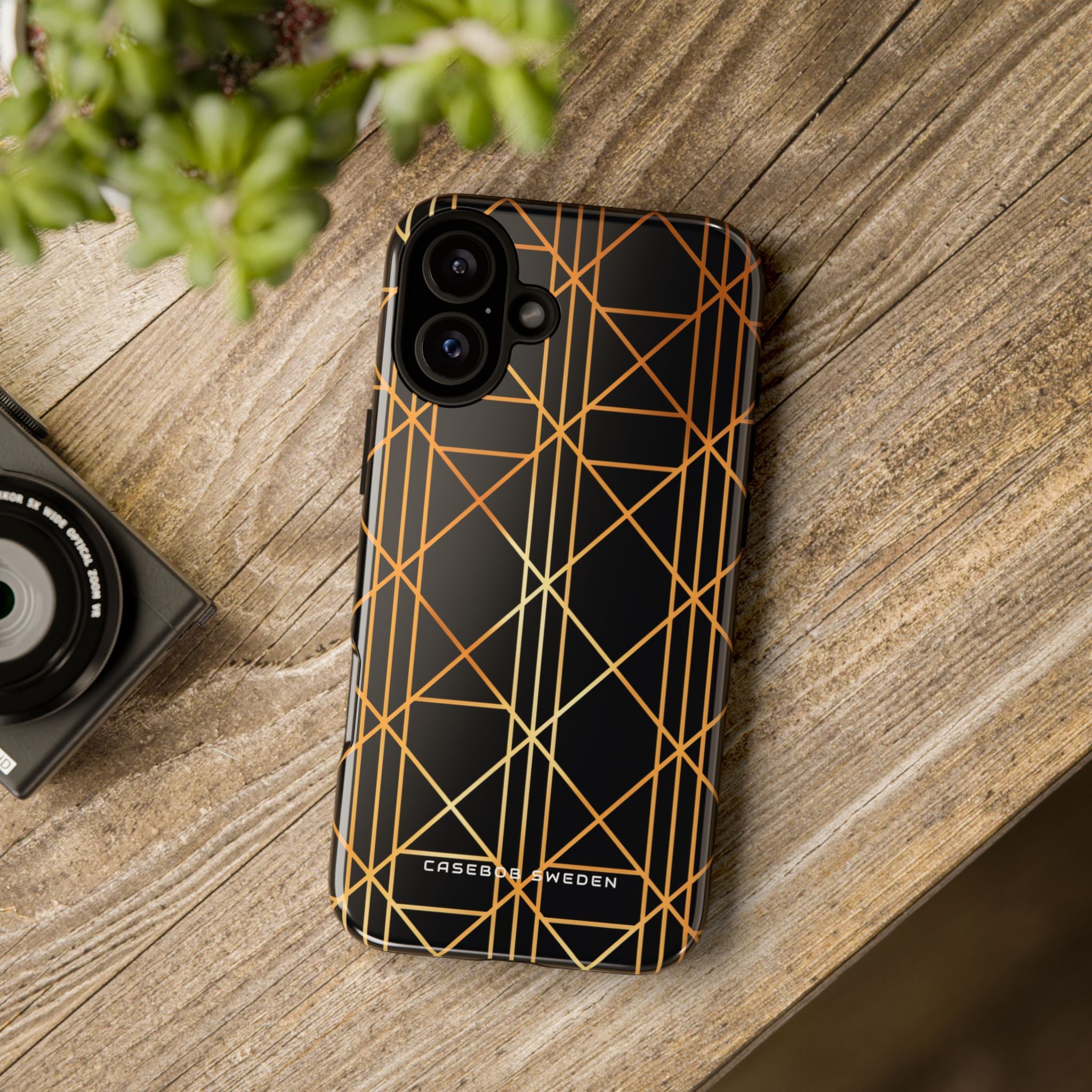 Golden Geometric Elegance iPhone 16 - Tough Phone Case