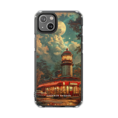 Vintage Moonlit Diner Fantasy iPhone 14 - Clear Impact Phone Case