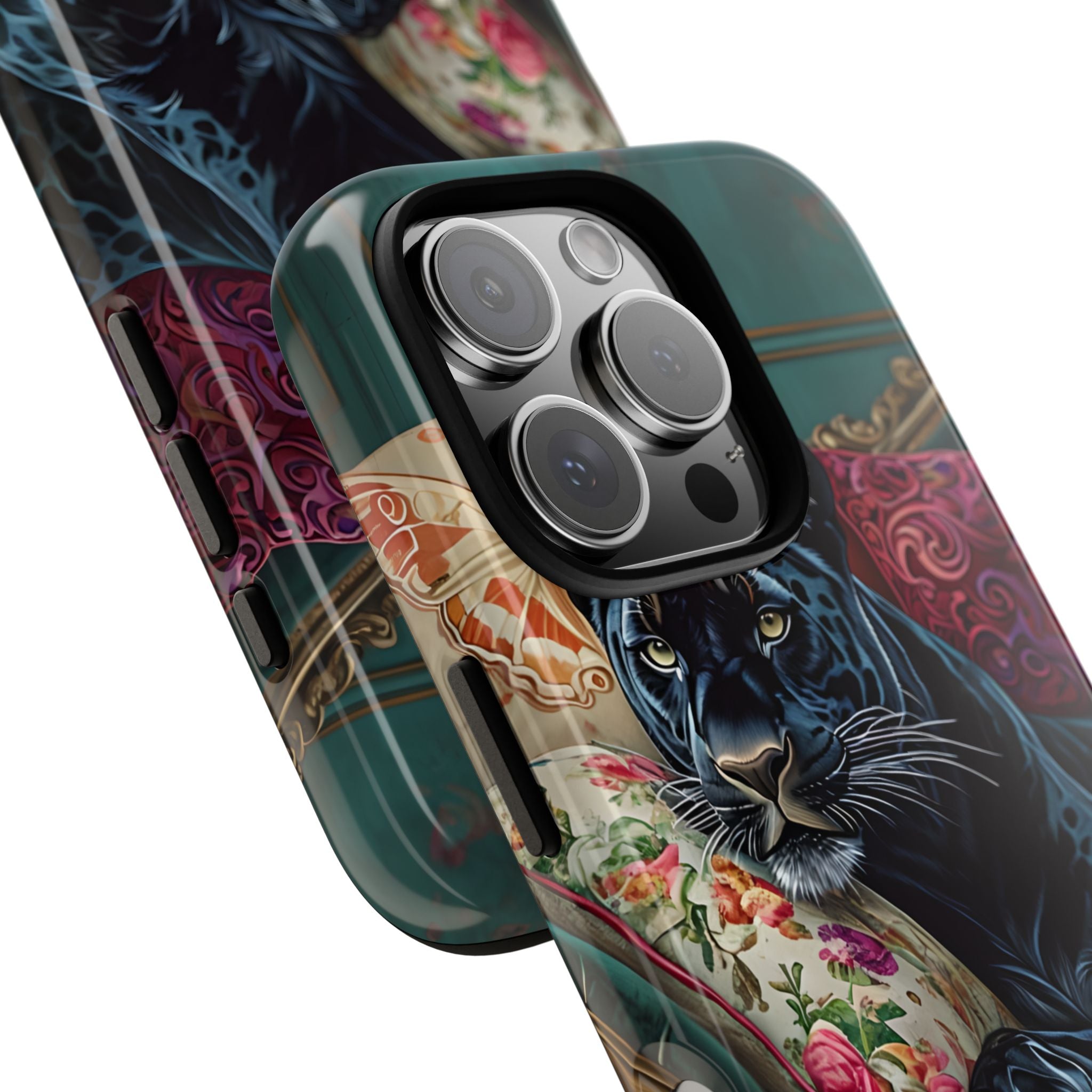 Serene Black Panther Vintage Royal Living Room Art iPhone 16 - Tough