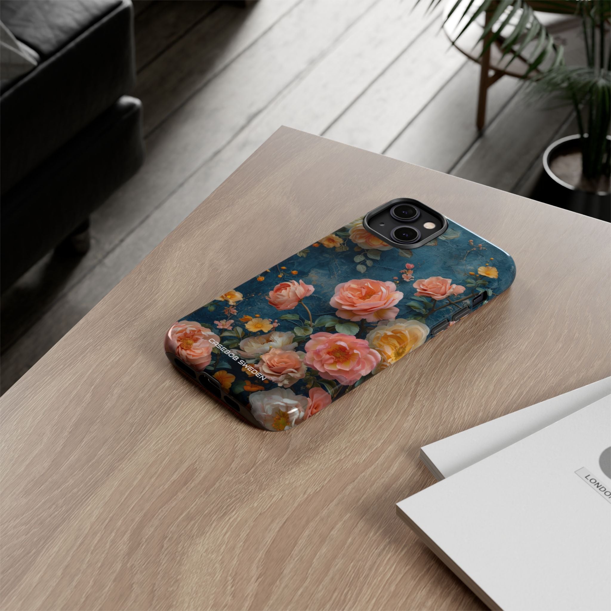 Blue Floral Elegance - Tough iPhone 14 Phone Case