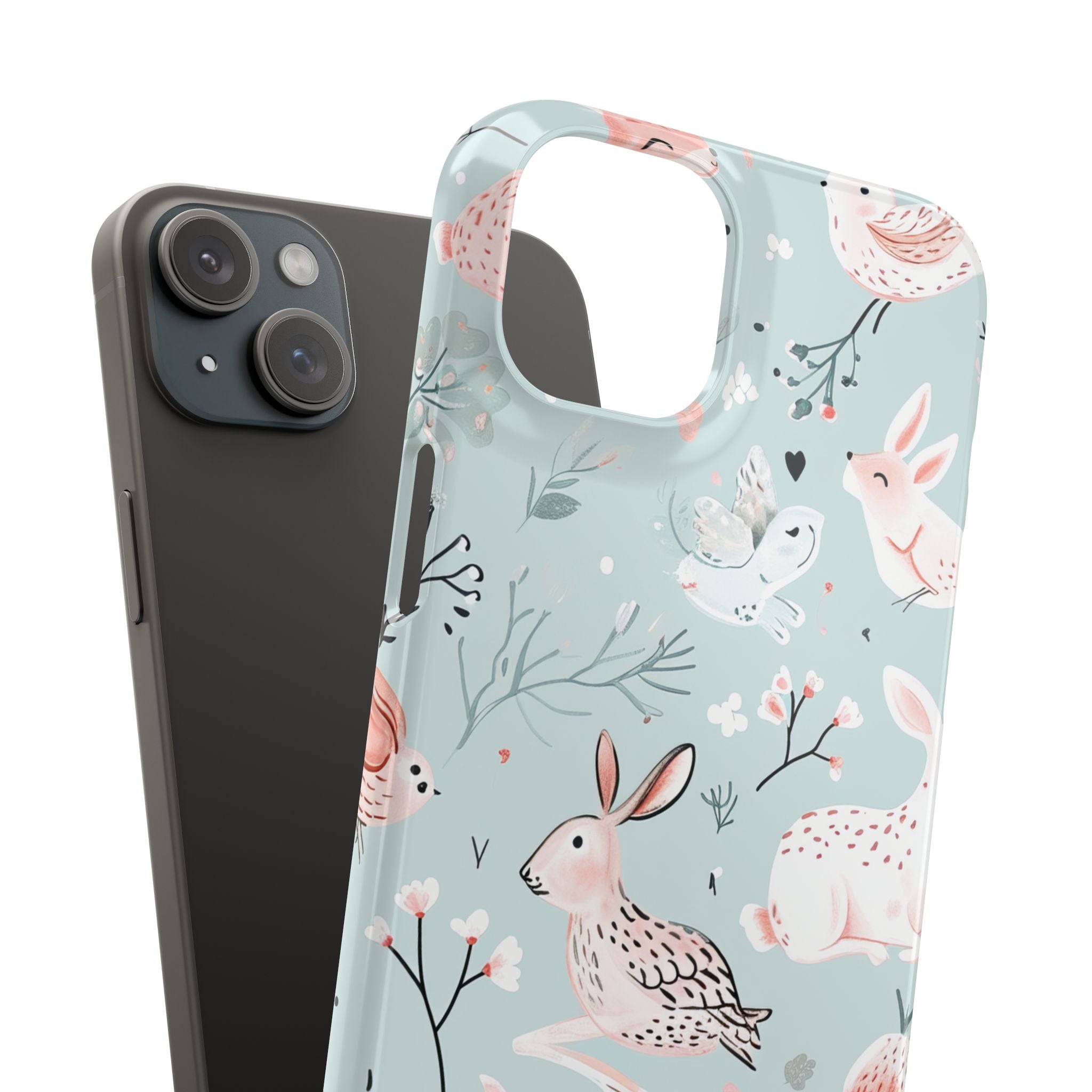 Whimsical Bunny Blossom - Slim iPhone 15 Phone Case