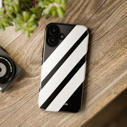 Diagonal Stripes Contrast iPhone 16 Plus Case - Tough