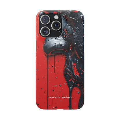 Textured Crimson Bloom iPhone 15 - Slim Phone Case