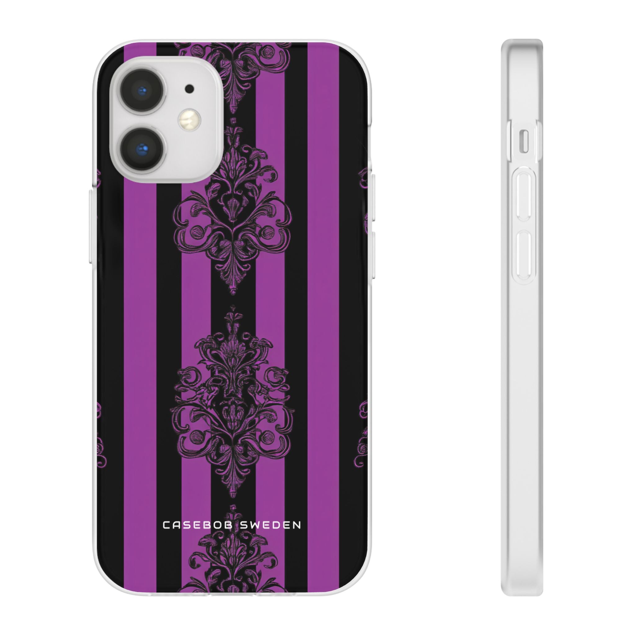 Gothic Elegance with Vertical Stripes and Ornamental Motifs iPhone 12 - Flexi Phone Case