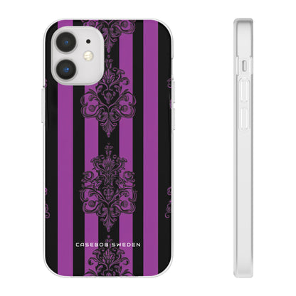 Gotische Eleganz mit vertikalen Streifen und Ornamentmotiven iPhone 12 - Flexi-Telefonhülle