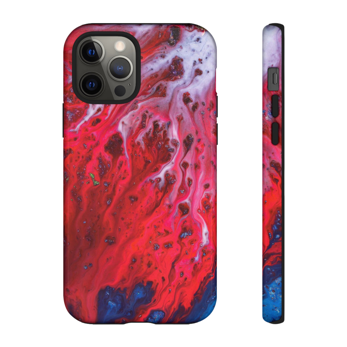 Bright Red Ink Art iPhone Case (Protective) iPhone 12 Pro Glossy Phone Case