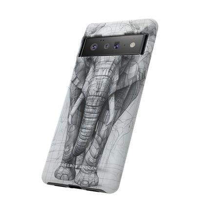 Elephant Line Geometry Google Pixel 6 - Tough Phone Case