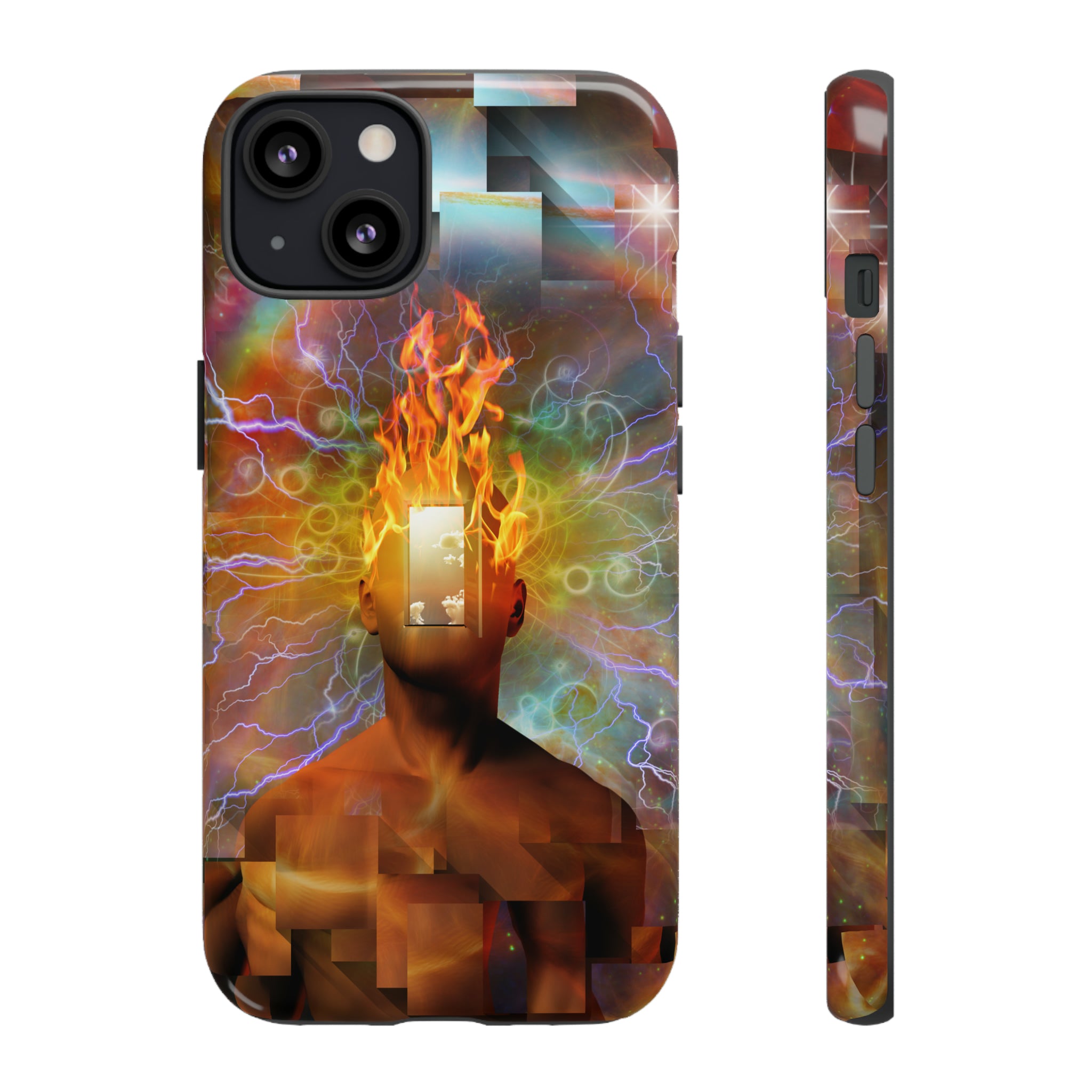 Man with burning mind - Protective Phone Case