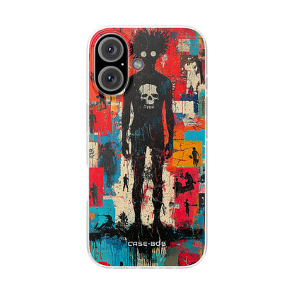 Spiky Skull Silhouette iPhone 16 Case - Soft