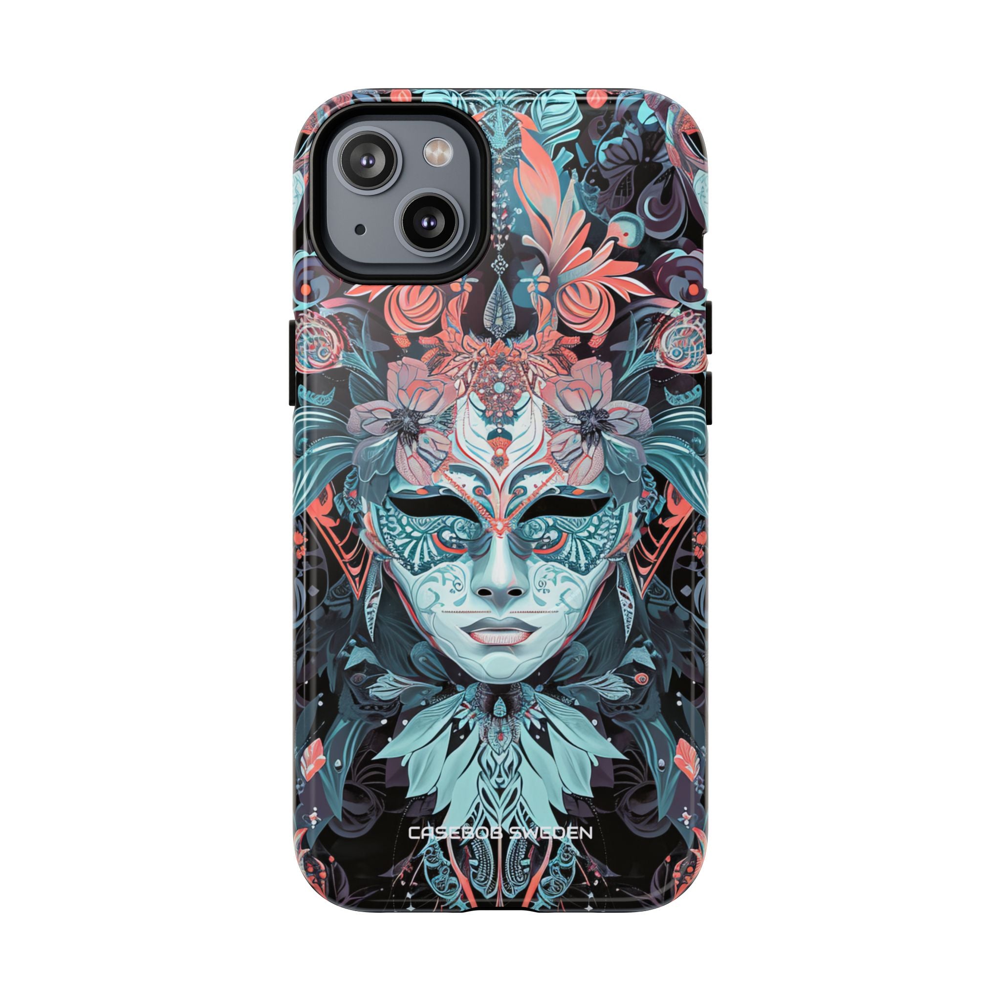 Mystic Teal Coral Mask - Tough + MagSafe® iPhone 14 Phone Case