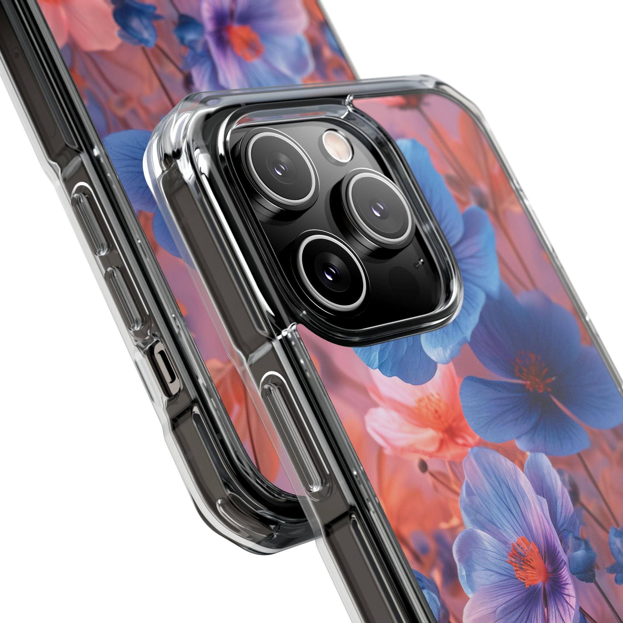 Harmonious Blooming Blues and Pinks iPhone 14 - Clear Impact Phone Case