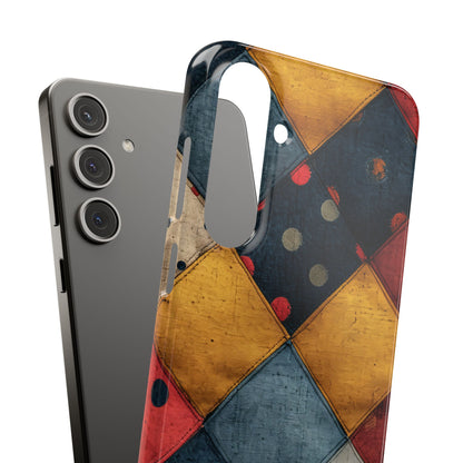 Blue Red Patchwork - Slim Samsung S24 Phone Case