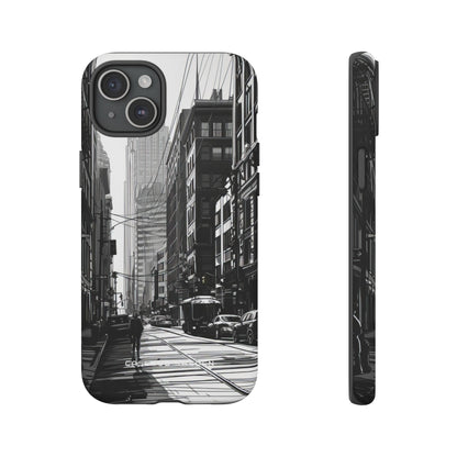 Urban Cityscape Line Perspective iPhone 15 - Tough Phone Case