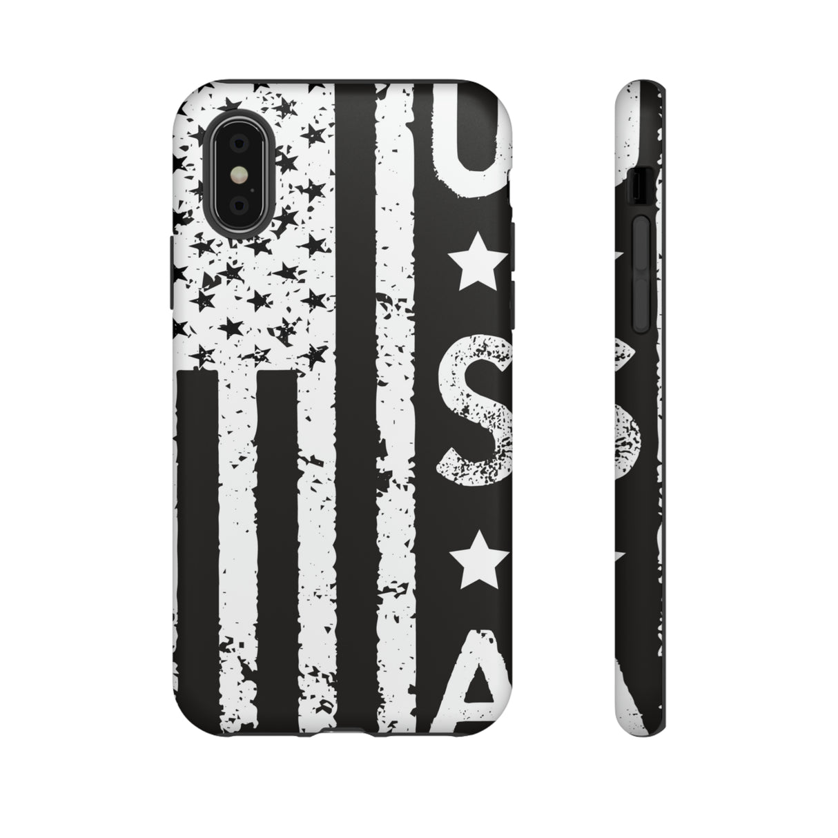 Black n White U.S Flag - Protective Phone Case