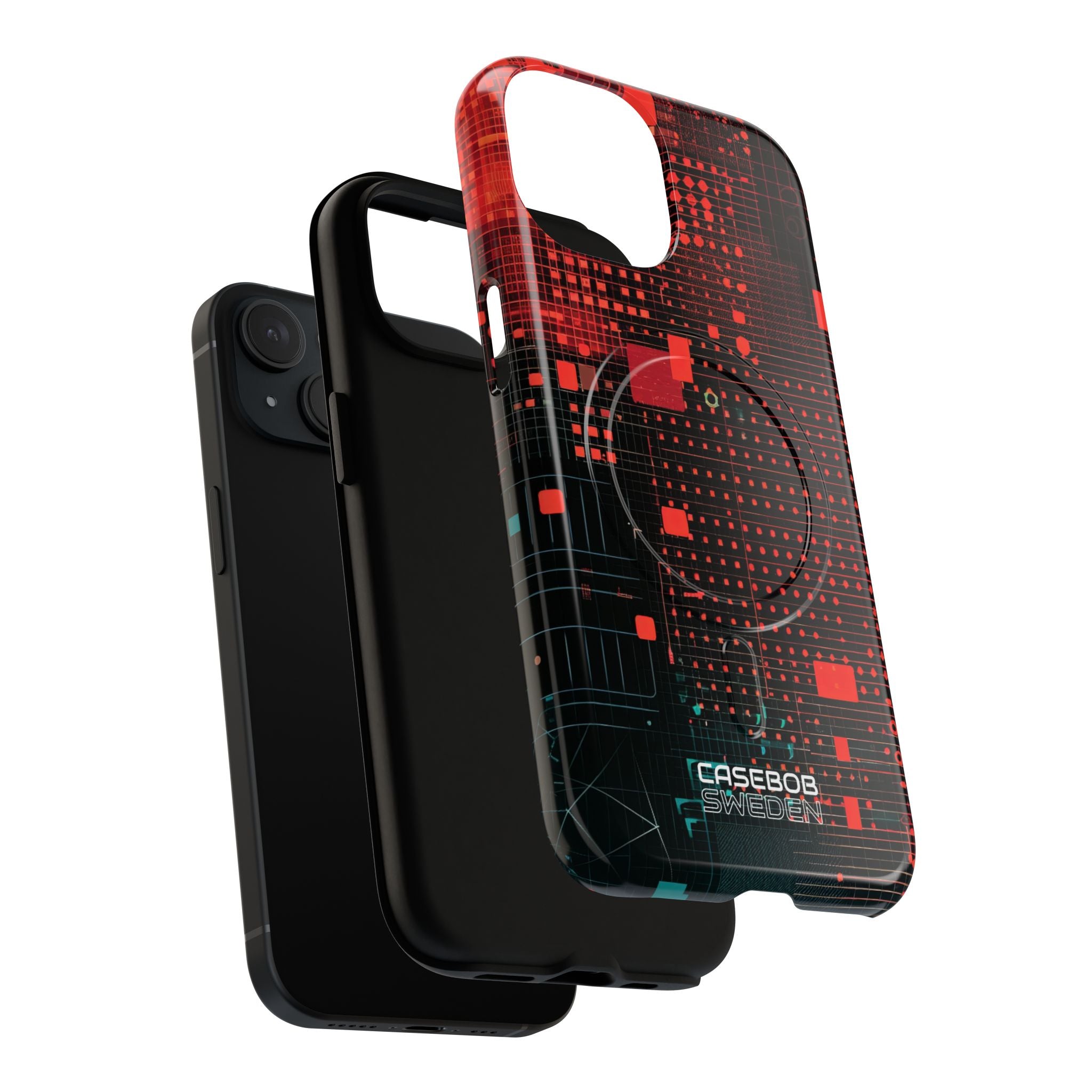 Crimson Circuit Grid iPhone 15 - Tough+