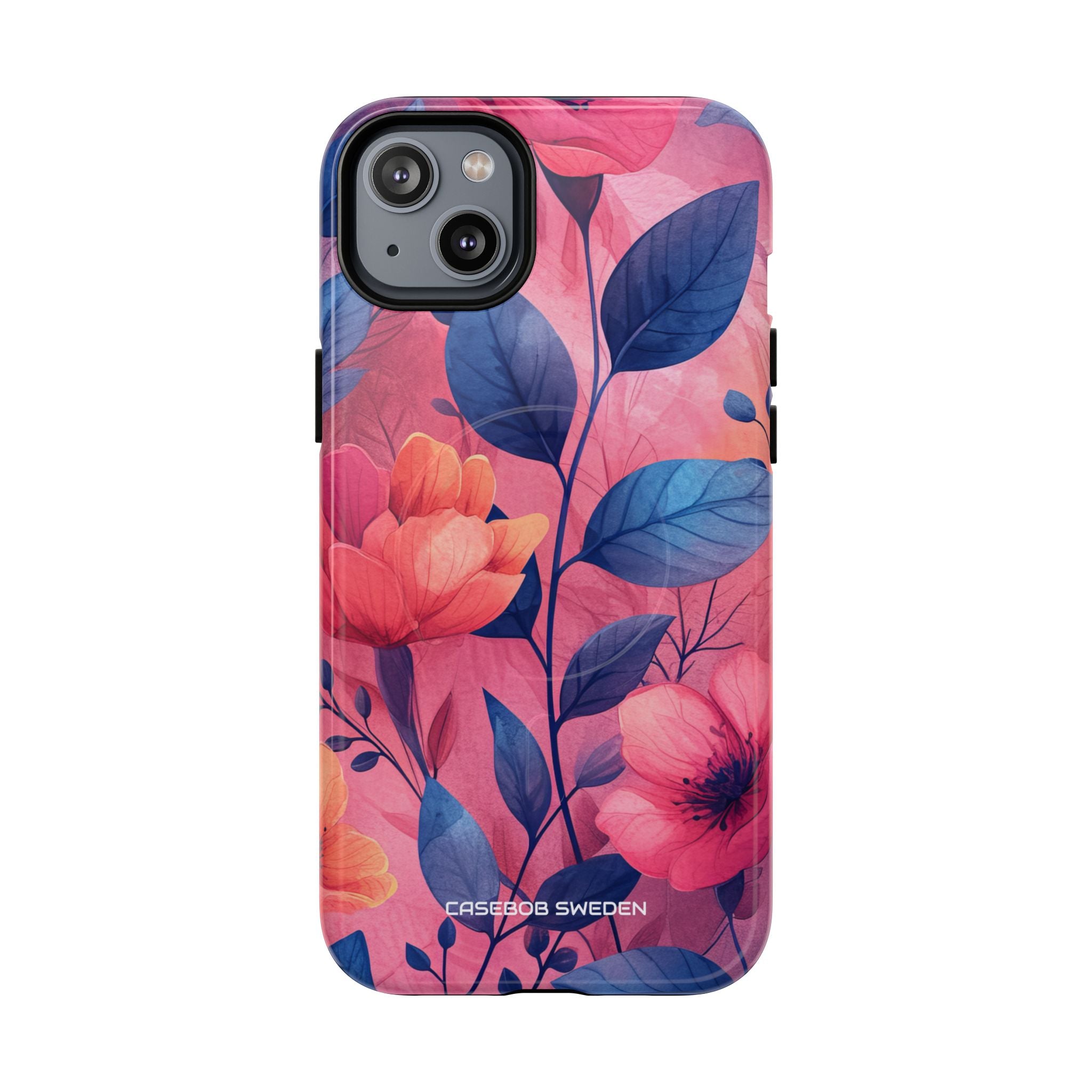 Pink Blue Floral - Tough + MagSafe® iPhone 14 Phone Case