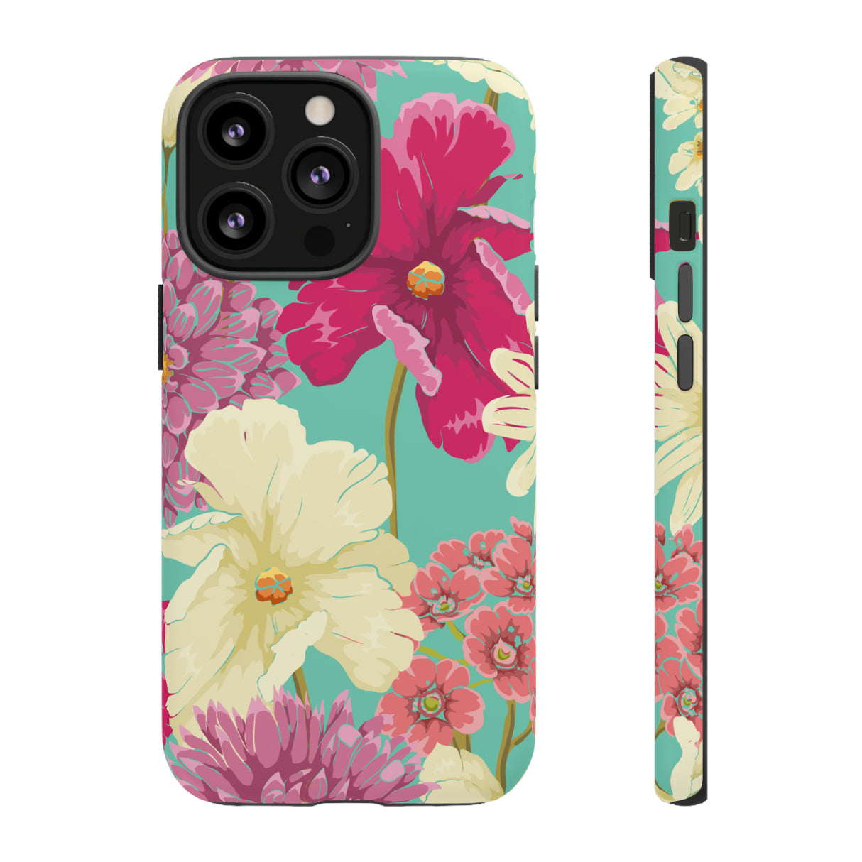 Colorful flowers in watercolor iPhone case (Protective) - Protective Phone Case